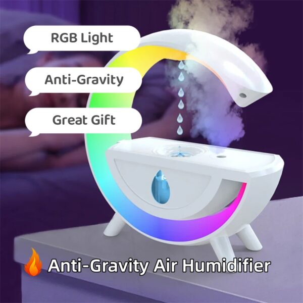 RGB Night Light Water Droplet Sprayer Anti-Gravity Air Humidifier 350ml Creative Home Office Mist Maker Diffuser Christmas Gift