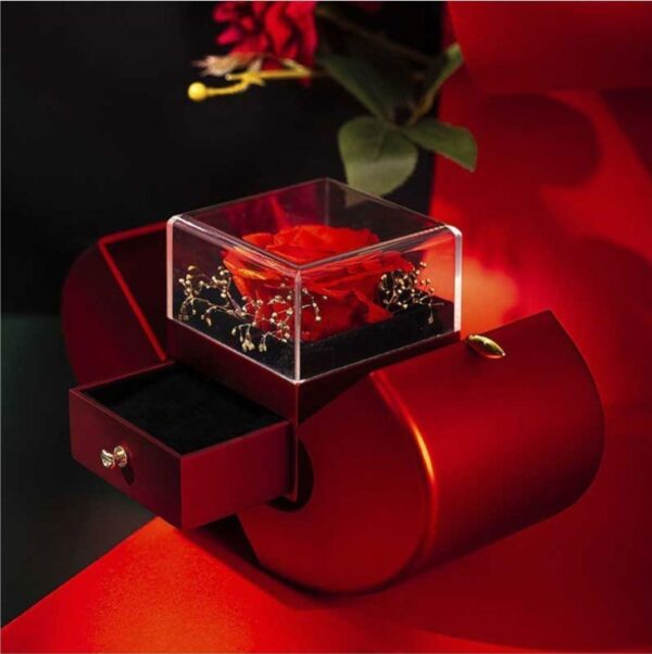 Fashion Jewelry Box Red Apple Christmas Gift Necklace Eternal Rose For Girl Mother's Day Valentine's Day Gifts With Artificial Flower Rose Flower Jewelry Box – Bild 10