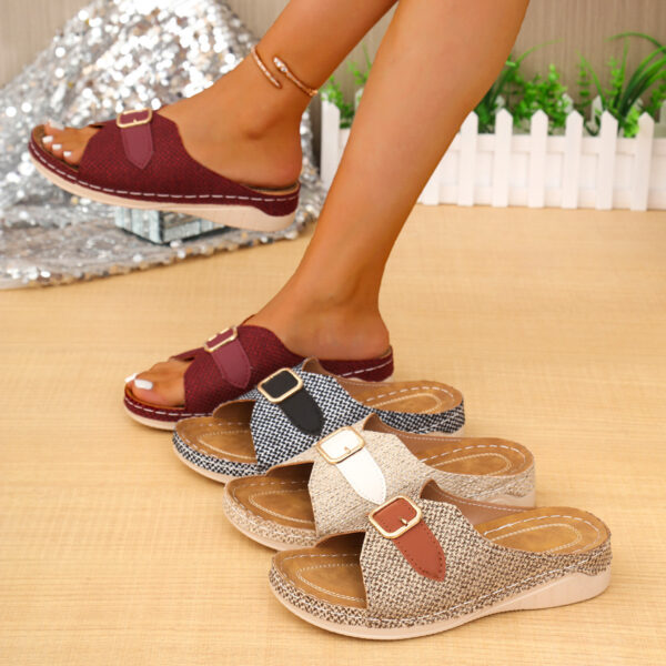 Summer Buckle Wedges Sandals Peep-toe Platform Slippers Women's Thick-soled Beach Shoes – Bild 9