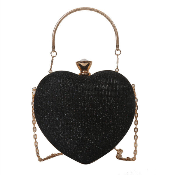 Evening Clutch Bag Women Bag Shiny Handbag Heart Shape Metal Clutches Bag Fashion Chain Shoulder Crossbody Bag Luxury Lady Purse Valentines Day Outfit – Bild 5