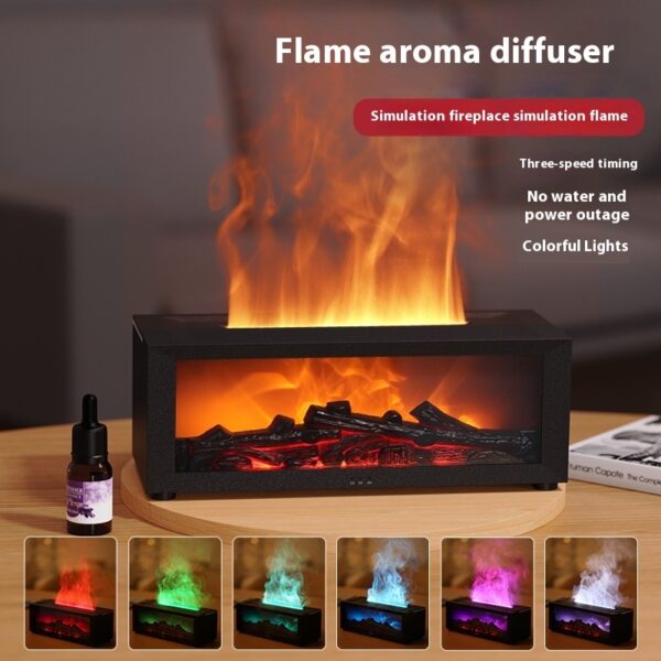 New Flame Aromatherapy Machine Colorful Essential Oil Diffuser Home Large Fog Volume Flame Humidifier 3D Flame Fireplace Machine – Bild 5