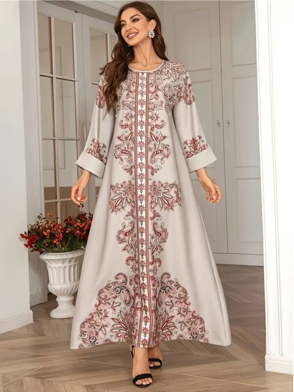 Middle Eastern Style Printed Design Traditional Long Dress – Bild 3