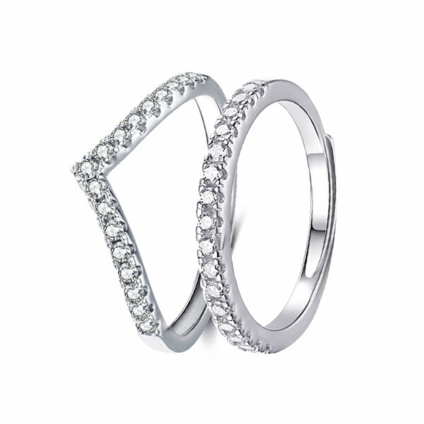 V-shaped Simulation Moissanite Diamond Ring Stackable Little Finger Ring – Bild 5