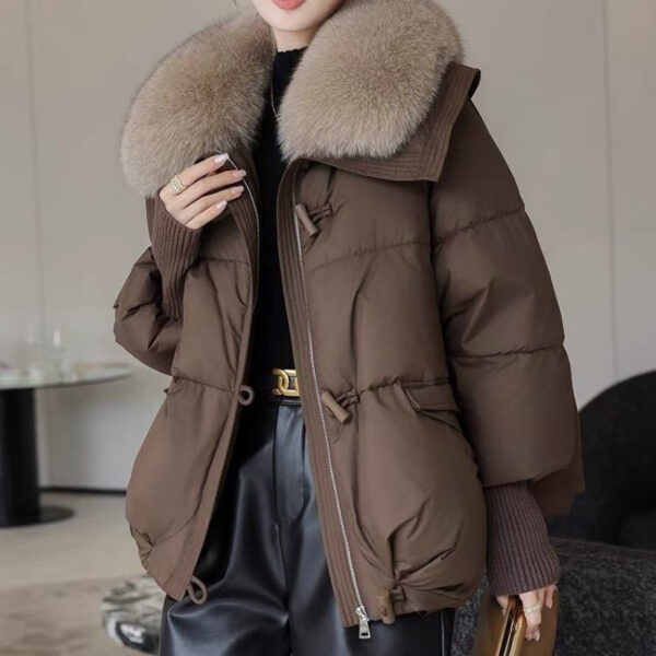 Down Cotton-padded Jacket Women's Short Fur Collar Thickened Coat Winter Clothing – Bild 7