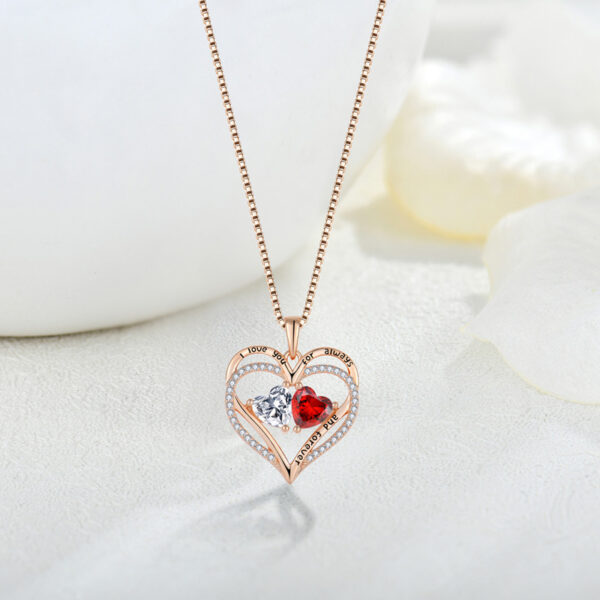 S925 Silver Double Love Necklace With Rhinestones Fashion Personality Heart-shaped Necklace Valentine's Day Gift – Bild 4