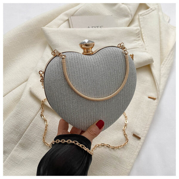 Evening Clutch Bag Women Bag Shiny Handbag Heart Shape Metal Clutches Bag Fashion Chain Shoulder Crossbody Bag Luxury Lady Purse Valentines Day Outfit – Bild 8