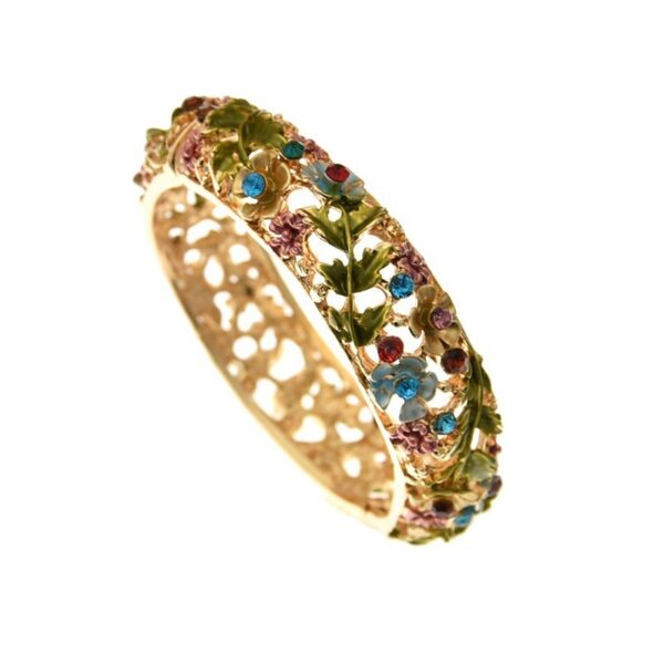 Retro Rose Diamond Studded Hollow Alloy Cloisonne Antique Painted Bracelet For Women – Bild 9