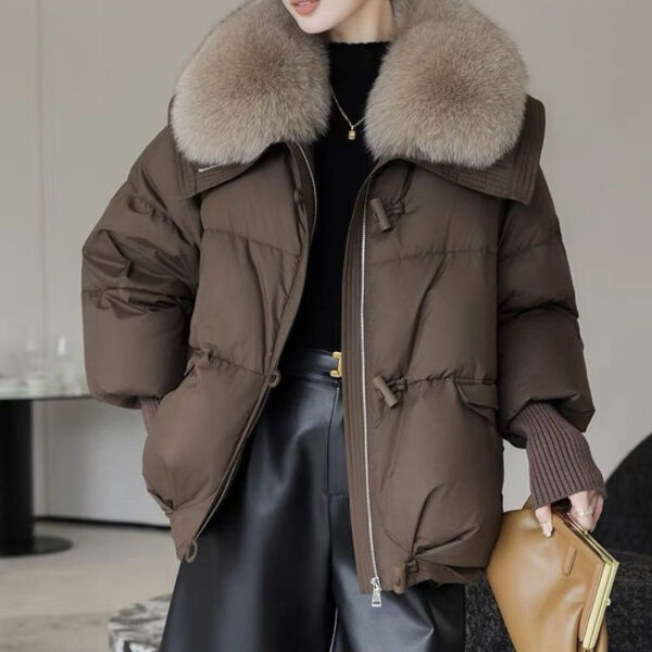 Down Cotton-padded Jacket Women's Short Fur Collar Thickened Coat Winter Clothing – Bild 4