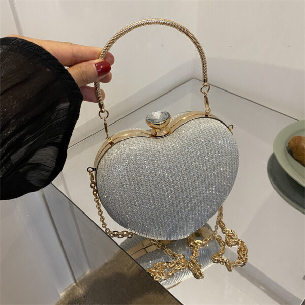 Evening Clutch Bag Women Bag Shiny Handbag Heart Shape Metal Clutches Bag Fashion Chain Shoulder Crossbody Bag Luxury Lady Purse Valentines Day Outfit – Bild 10