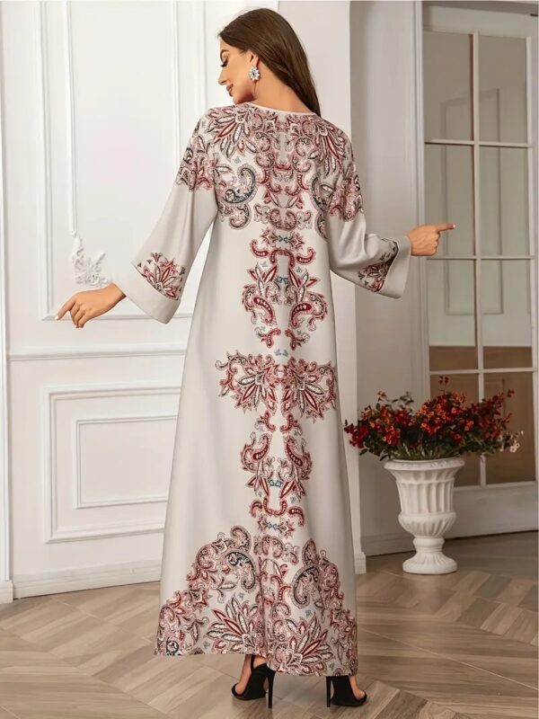 Middle Eastern Style Printed Design Traditional Long Dress – Bild 4