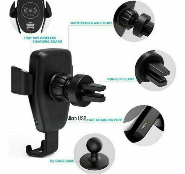 10W QI Wireless Fast Car Charger Mount Holder Stand Automatic Clamping Charging – Bild 8