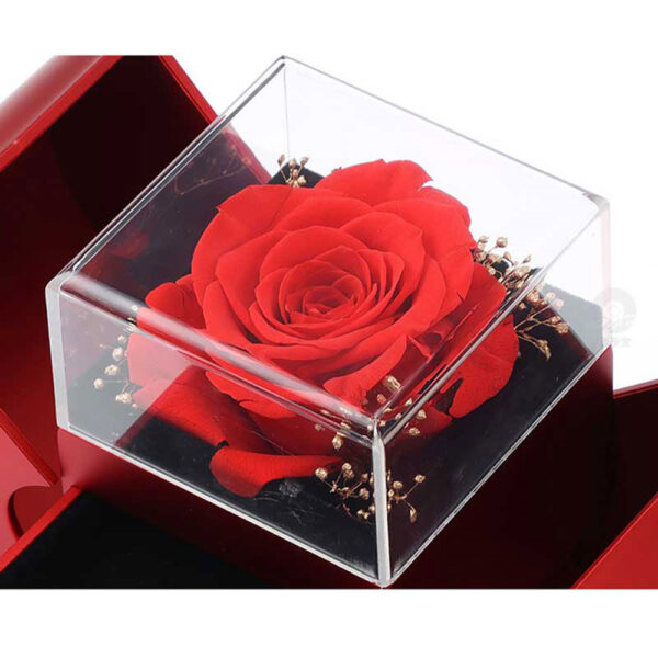 Fashion Jewelry Box Red Apple Christmas Gift Necklace Eternal Rose For Girl Mother's Day Valentine's Day Gifts With Artificial Flower Rose Flower Jewelry Box – Bild 7