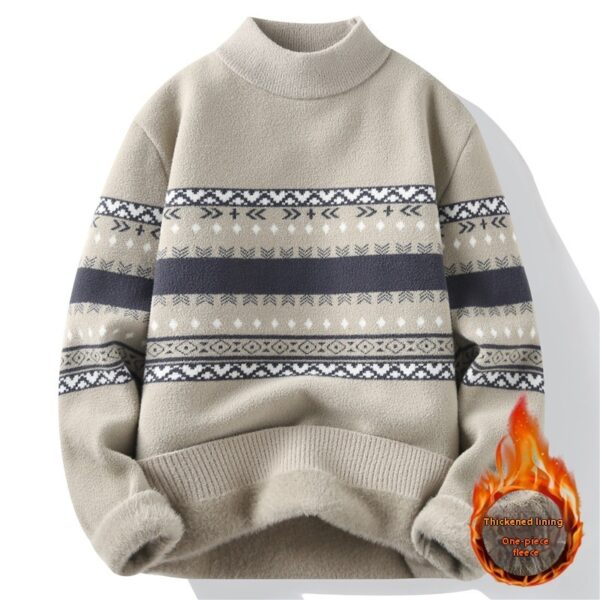 One-piece Velvet Sweater Men's Mock Neck Knitted Sweater Fashion Knitting Pullovers Men Autumn Winter Daily Casual Warm Pullover Sweaters Man – Bild 6