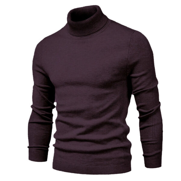 Men's Solid Color Slim Pullover Turtleneck Sweater Winter Casual Tops Clothing – Bild 4