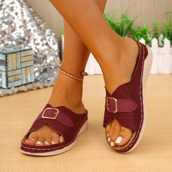 Summer Buckle Wedges Sandals Peep-toe Platform Slippers Women's Thick-soled Beach Shoes – Bild 2