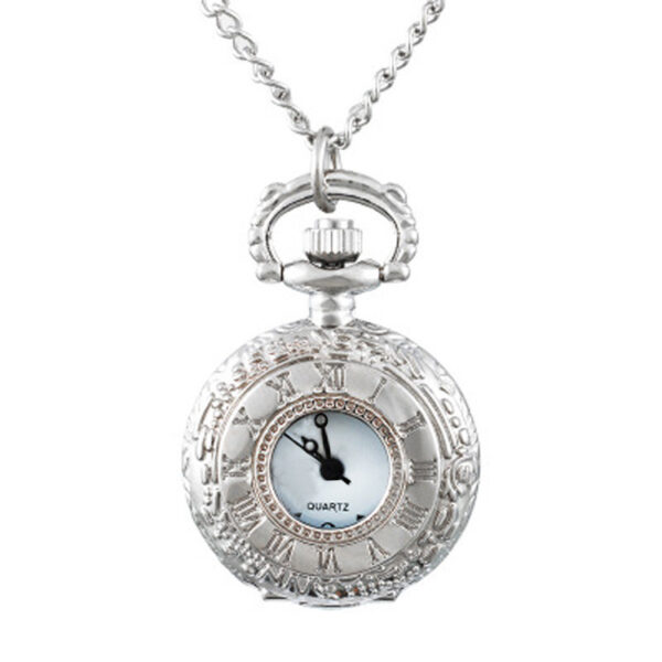 Creative Pocket Watch Necklace Silver Roman Digital Small Pocket Watch – Bild 5