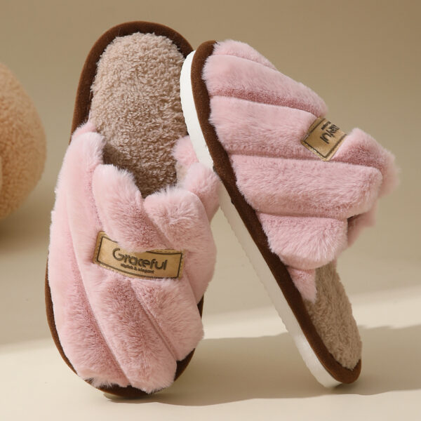 Women's Fur Fall And Winter Outer Wear Non-slip Indoor Platform Home Cotton Slippers – Bild 8