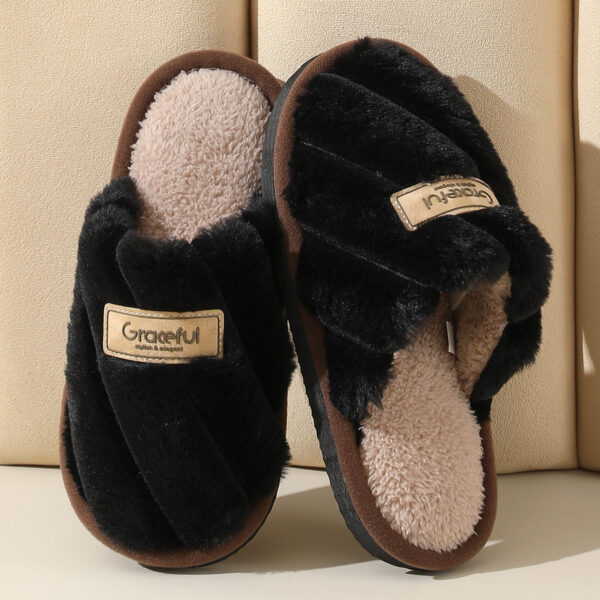 Women's Fur Fall And Winter Outer Wear Non-slip Indoor Platform Home Cotton Slippers – Bild 6