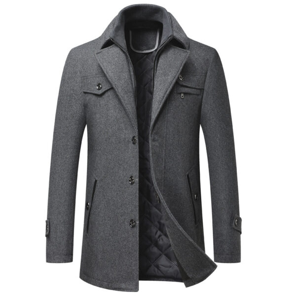 Men's Wool Woolen Thickened Overcoat Jacket – Bild 3