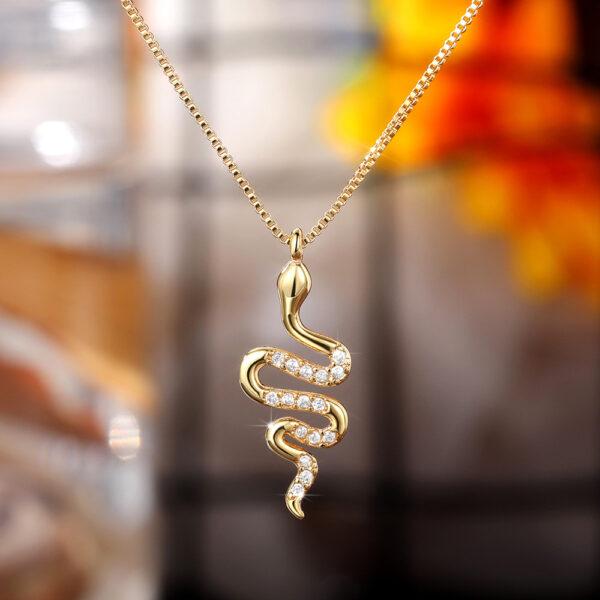 Fashion Lady Snake Pendant Necklace With Dazzling Zirconia Stylish Party Accessories Dainty Gift Animal Jewelry For Women Fashion Jewelry – Bild 2