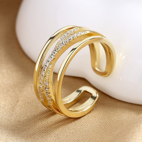 Multi-layer Line Fashion Special-interest Design Ring Opening Adjustable