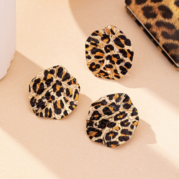 Vintage Geometric Leopard Print Circle Disc Fashion Design Ear Studs Ring Suit – Bild 6