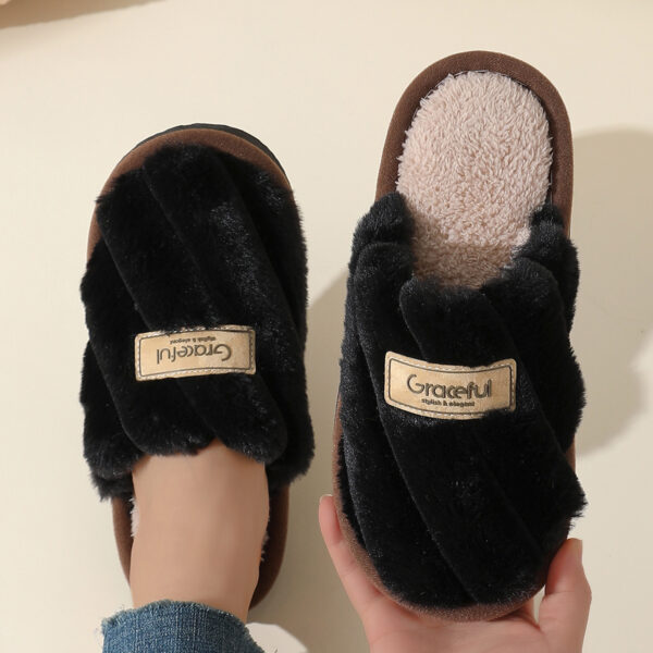 Women's Fur Fall And Winter Outer Wear Non-slip Indoor Platform Home Cotton Slippers – Bild 7