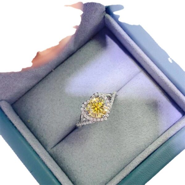 Yellow Moissanite Heart-shaped Color Yellow Diamond Platinum Jewelry Ring – Bild 3