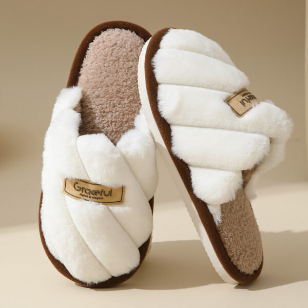 Women's Fur Fall And Winter Outer Wear Non-slip Indoor Platform Home Cotton Slippers – Bild 4