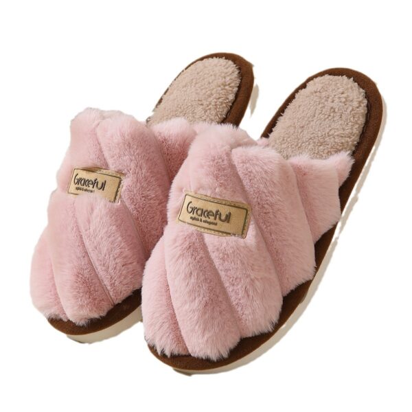 Women's Fur Fall And Winter Outer Wear Non-slip Indoor Platform Home Cotton Slippers – Bild 3