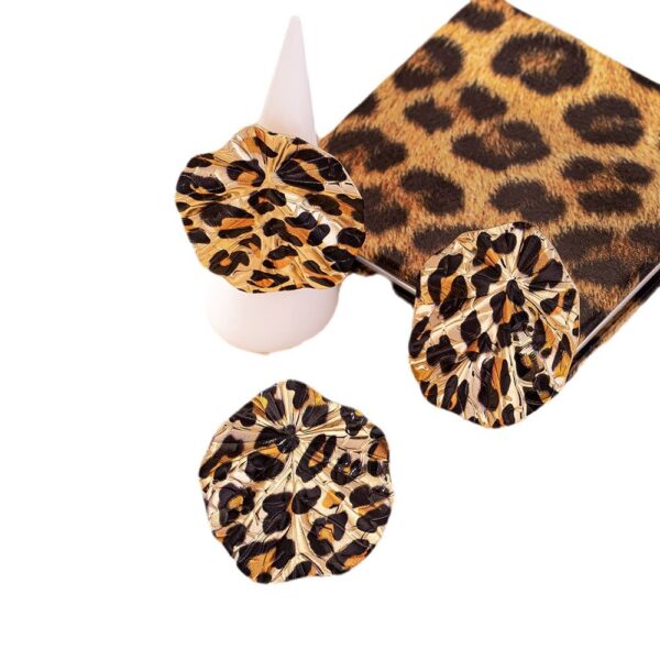 Vintage Geometric Leopard Print Circle Disc Fashion Design Ear Studs Ring Suit – Bild 2