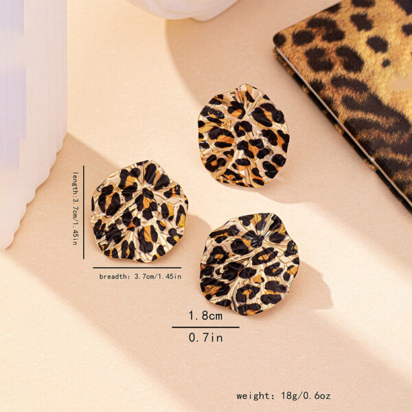 Vintage Geometric Leopard Print Circle Disc Fashion Design Ear Studs Ring Suit – Bild 5