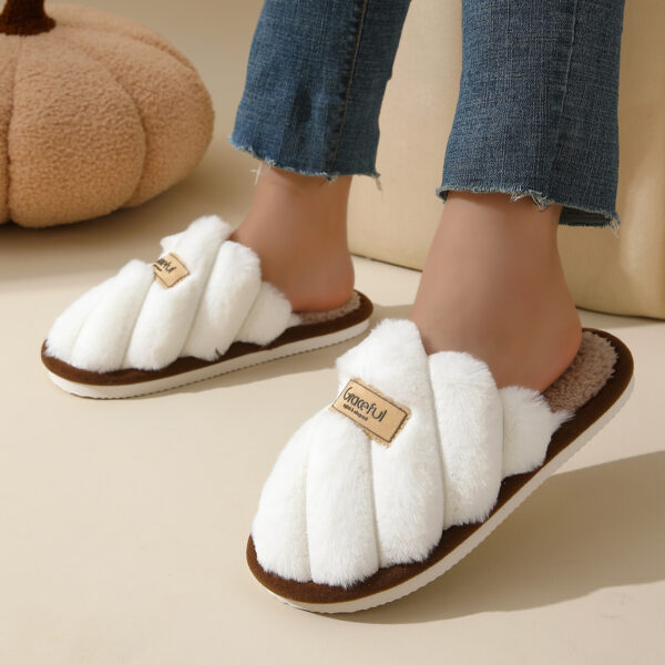 Women's Fur Fall And Winter Outer Wear Non-slip Indoor Platform Home Cotton Slippers – Bild 9