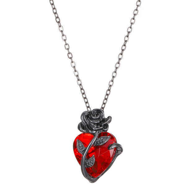 Punk Rose Love Necklace Fashion Personality Heart-shaped Clavicle Chain Pendant Necklace For Valentine's Day – Bild 3