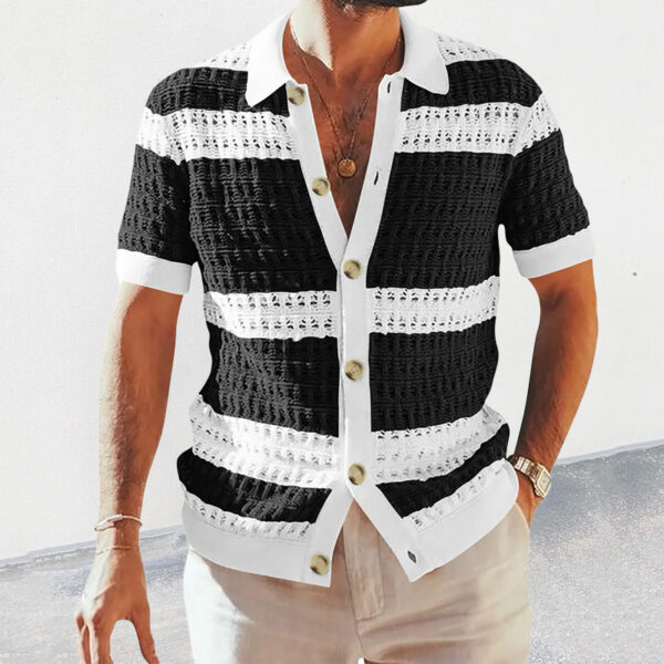 Summer Luxury Fashion New Knitted Shirt Men's Polo Neck Short Sleeve Colored Hollow Breathable Cardigan Men's Top Coat – Bild 6