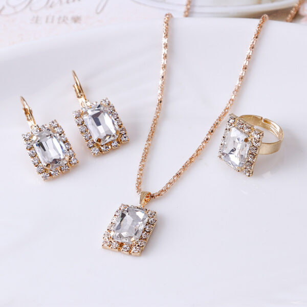 The Crystal Set Necklace Earring Ring Three-piece Set – Bild 5