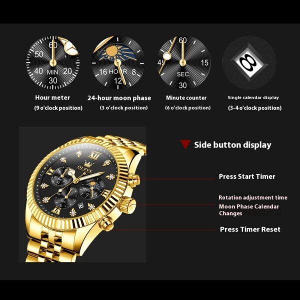 Men's Fashionable Golden Quartz Watch – Bild 6