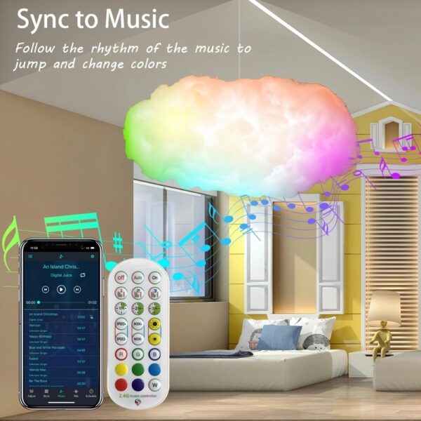 USB Cloud Light APP Control Music Synchronization 3D RGBIC Ambient Light Lightning Simulation Clouds Bedroom Room Light – Bild 5