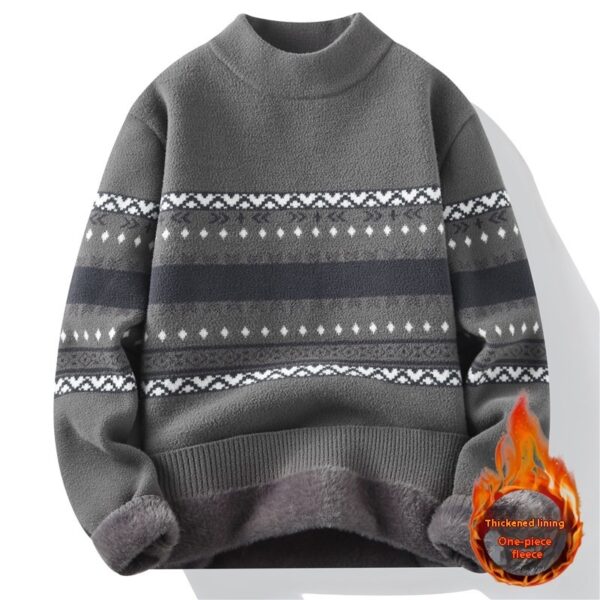 One-piece Velvet Sweater Men's Mock Neck Knitted Sweater Fashion Knitting Pullovers Men Autumn Winter Daily Casual Warm Pullover Sweaters Man – Bild 4