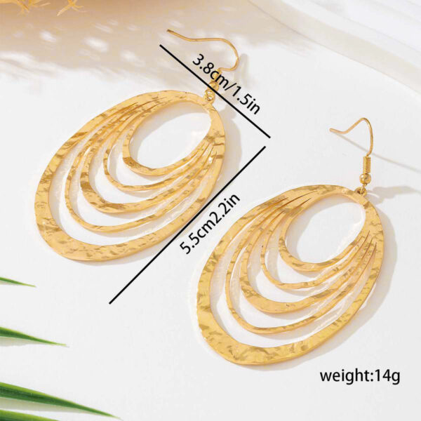 European And American Fashion Elegant Woman Metal Multi-layer Circle Hollow Out Women's Earrings – Bild 2