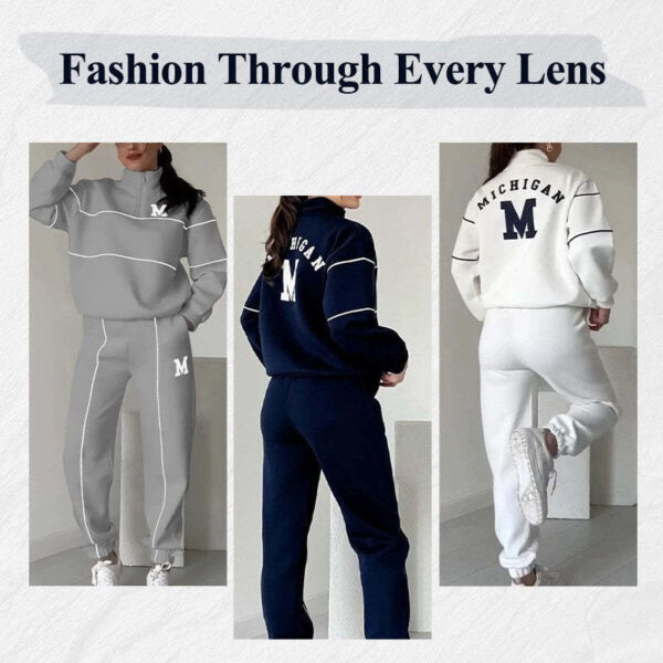 Womens 2 Piece Outfits Lounge Hoodless Pullover Sweatshirt Sweatsuit Sets Sweatshirt Baggy Fashion Sweatpants With Pockets – Bild 2