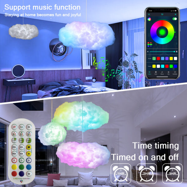 USB Cloud Light APP Control Music Synchronization 3D RGBIC Ambient Light Lightning Simulation Clouds Bedroom Room Light – Bild 6