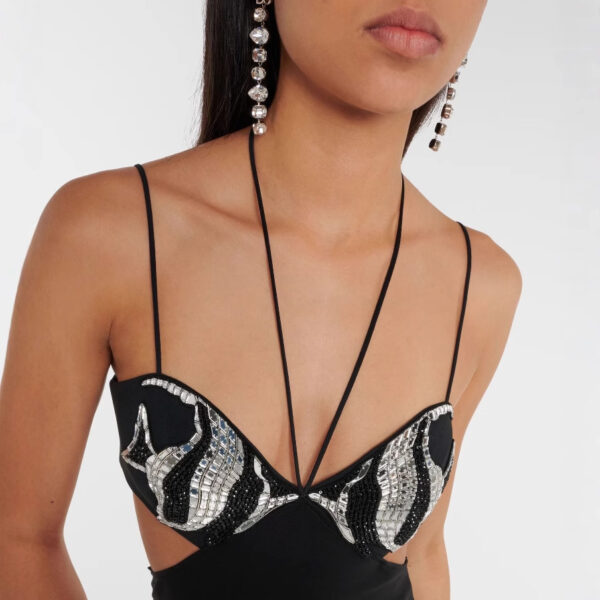 Tight Bandage One-piece Dress Black & Rhimestone Evening Dress – Bild 6